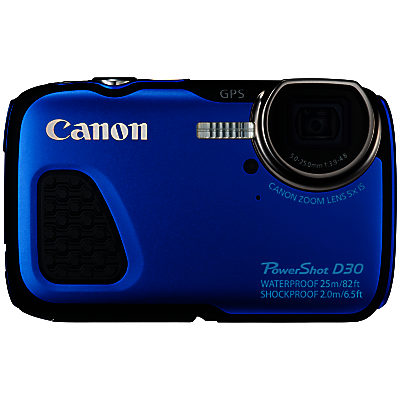 Canon PowerShot D30 Waterproof Camera, HD 1080p, 12.1MP, 5x Optical Zoom, GPS, 3 LCD Screen, Blue Canon PowerShot D30 Waterproof Camera, HD 1080p, 12.1MP, 5x Optical Zoom, GPS, 3 LCD Screen, Blue